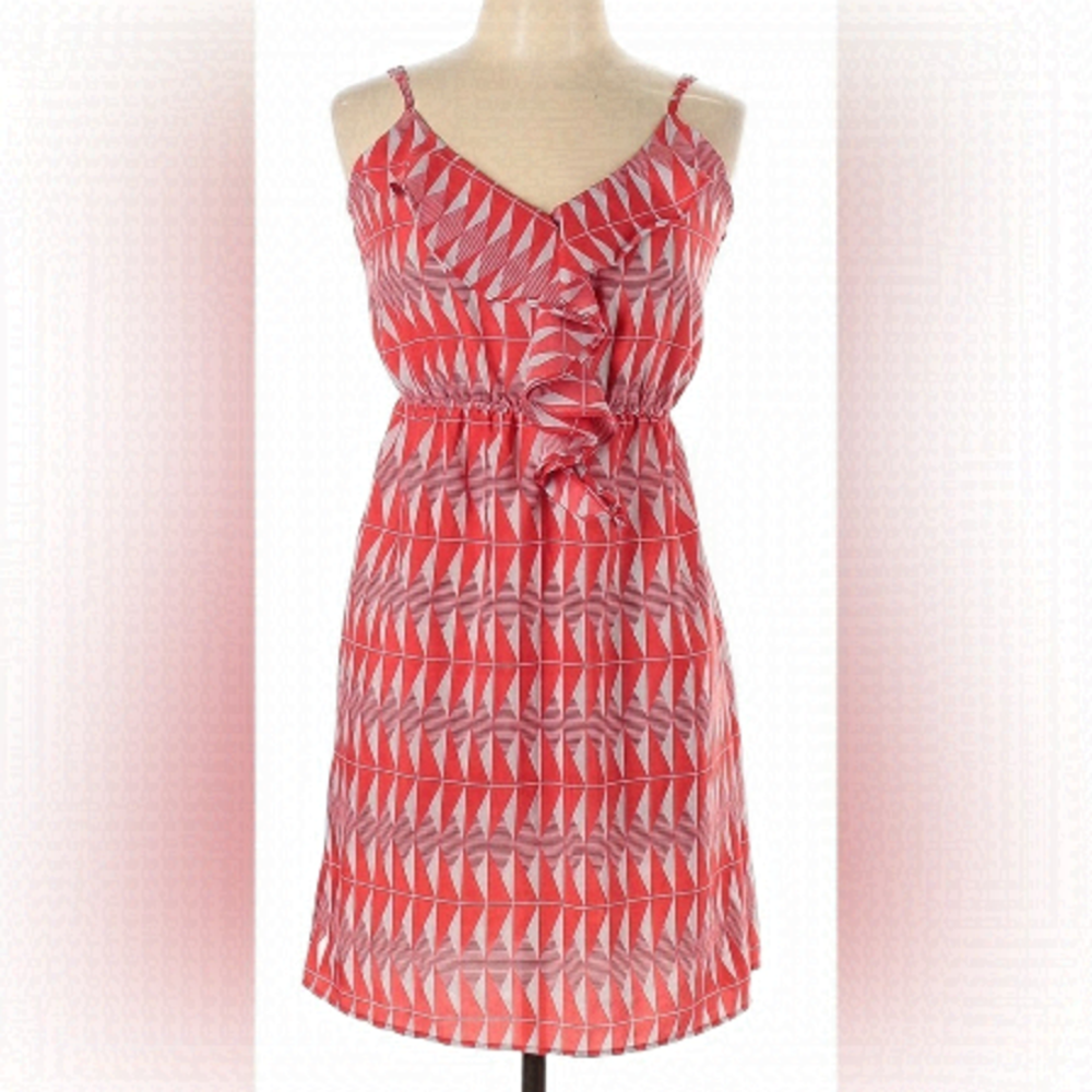 Hot & Delicious - Ruffled front V-neck spaghetti strap lightweight dress. - Picture 2 of 3